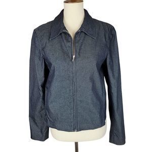 Ralph Ralph Lauren Black Satin Full Zip Long Sleeves stretchy Jacket Size L